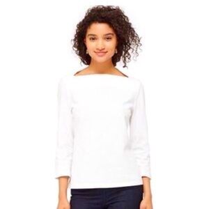 NWT Kate Spade SATURDAY 3/4 sleeve slip neck shirt, White, size XS